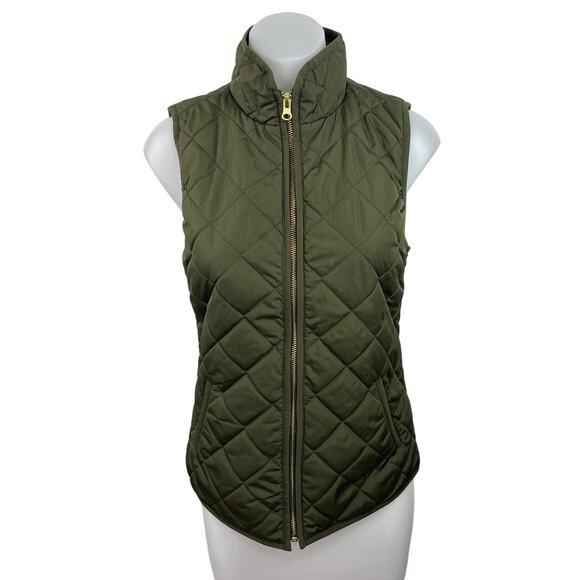 Old Navy Olive Green Full Zip Quilted High Neck Winter Puffer Coat Vest Size XS - Picture 1 of 4